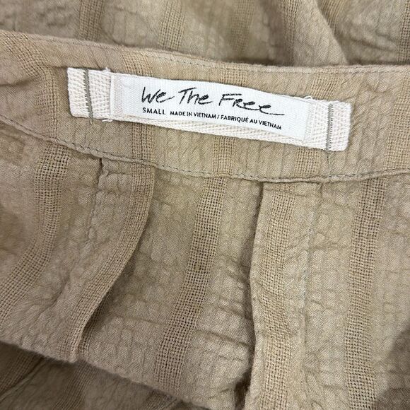 Free People Feel It Still Snap Button Front Blouse Top In Tan Sand Size S - Picture 5 of 8